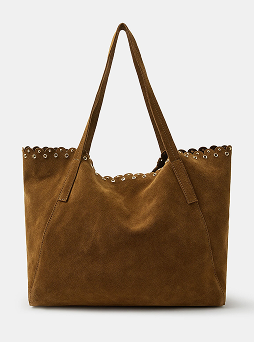 Eyelet Detail Suede Tote Bag