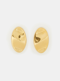 Stainless Steel Fluid Oval Stud Earrings