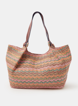 Stripe Raffia Tote Bag