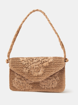 Floral Raffia Shoulder Bag