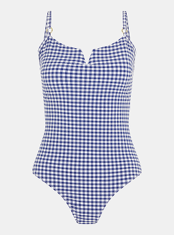 Gingham Shaping Swimsuit Blue