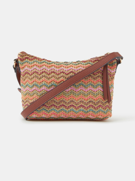 Stripe Raffia Crossbody Bag