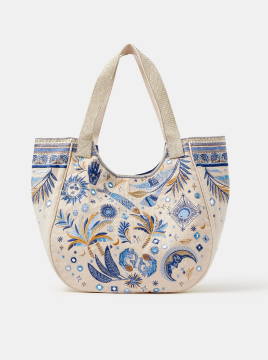 Celestial Embroidered Tote Bag