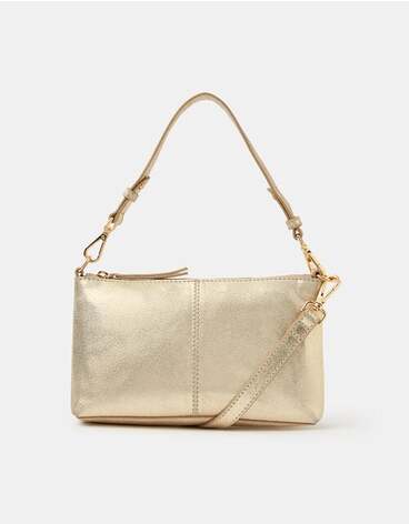 Leather Crossbody Handbag Gold