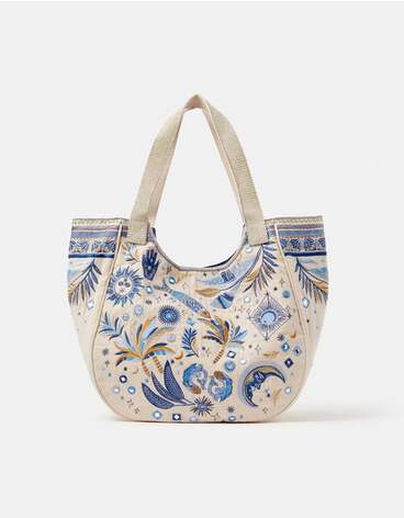 Celestial Embroidered Tote Bag