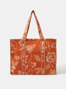 Floral Print Quilted Tote Bag