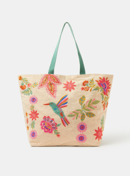 Embroidered Beach Tote Bag