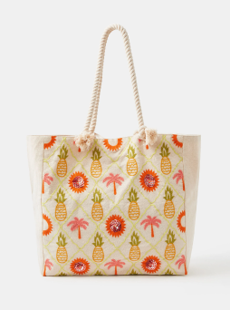 Pineapple Embroidered Beach Bag