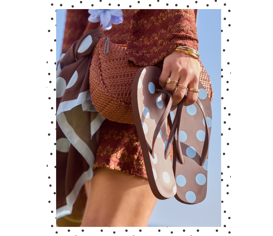 Polka Dot Flip Flops Brown
