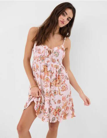 Floral Print Mini Dress Ivory