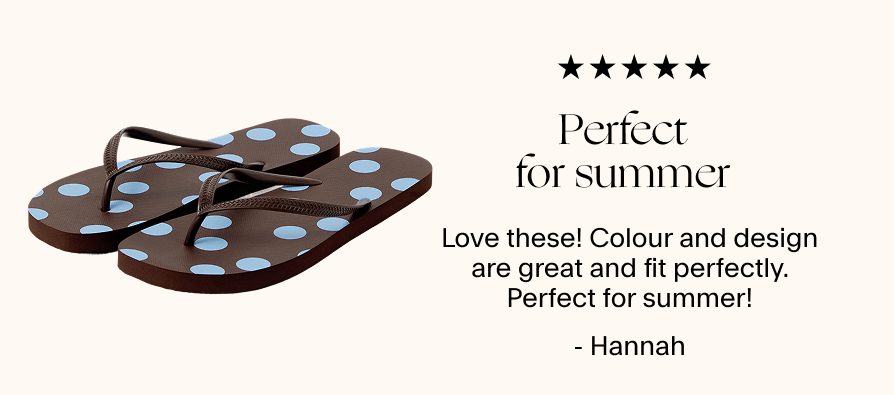 Perfect for summer Love these! Colour and design are great and fit perfectly. Perfect for summer! By Hannah