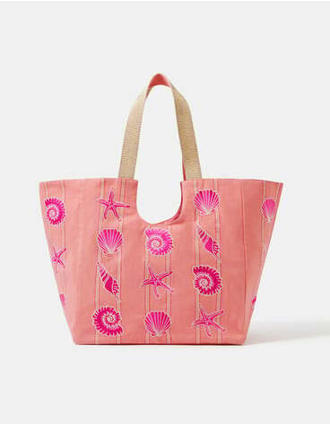 Seashell Embroidered Beach Bag