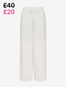 Crinkle Beach Trousers White