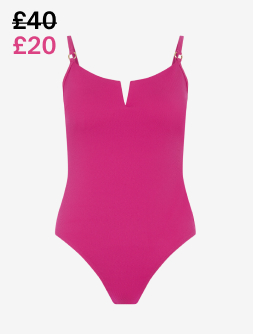 Rib Shaping Swimsuit Pink