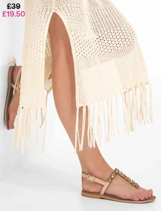 Gemstone Leather Sandals Gold