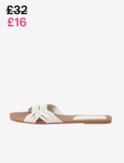 Woven Leather Slide Sandals White