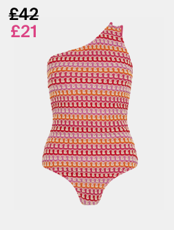 One Shoulder Crochet Swimsuit Multi