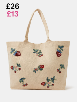 Strawberry Embellished Shopper Bag