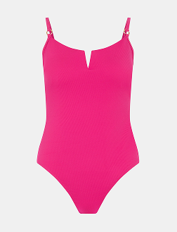 Rib Shaping Swimsuit Pink