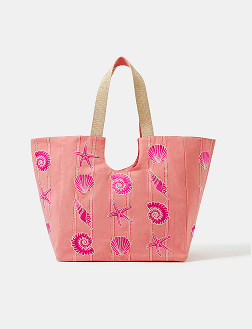 Seashell Embroidered Beach Bag