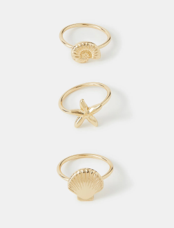 3-Pack Ocean Rings Gold