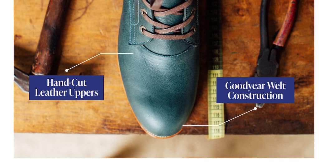 Hand-Cut Leather Uppers | Goodyear Welt Construction