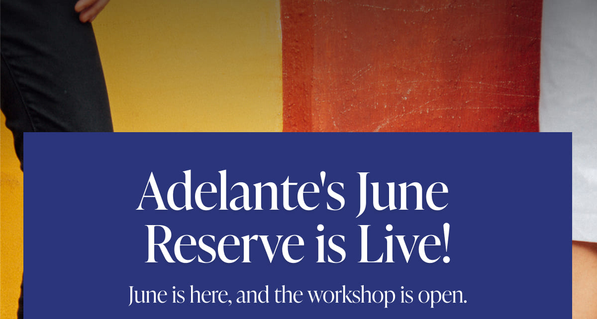 Adelante's June  Reserve is Live! June is here, and the workshop is open.