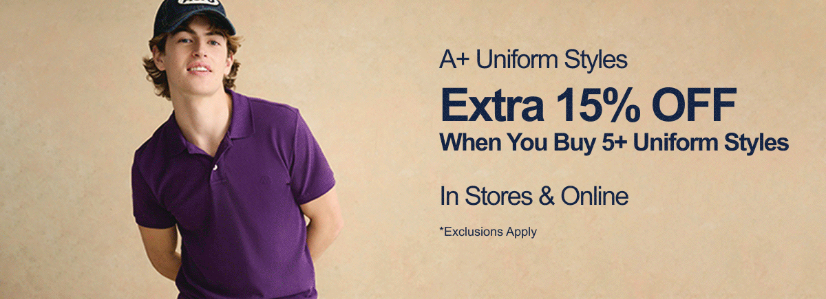 Extra 15% off 5+ Uniform