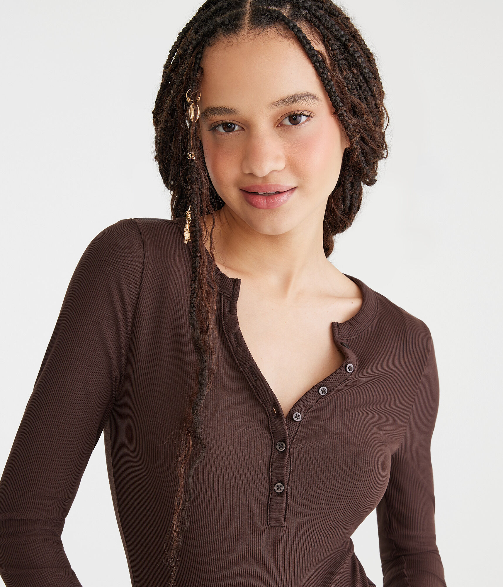 Image of Long Sleeve Buttery Soft V-Neck Henley