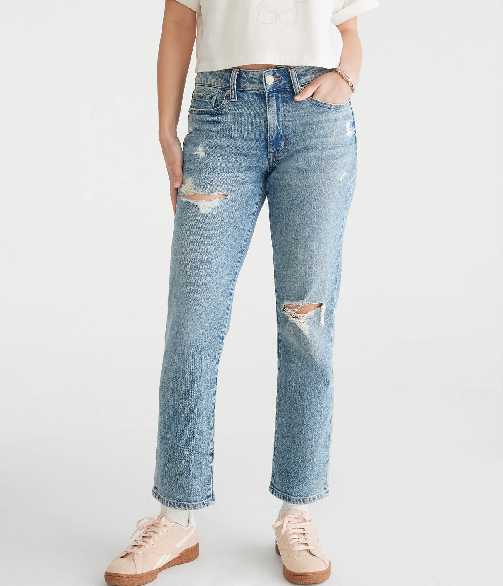Image of Mid-Rise Straight Ankle Jean