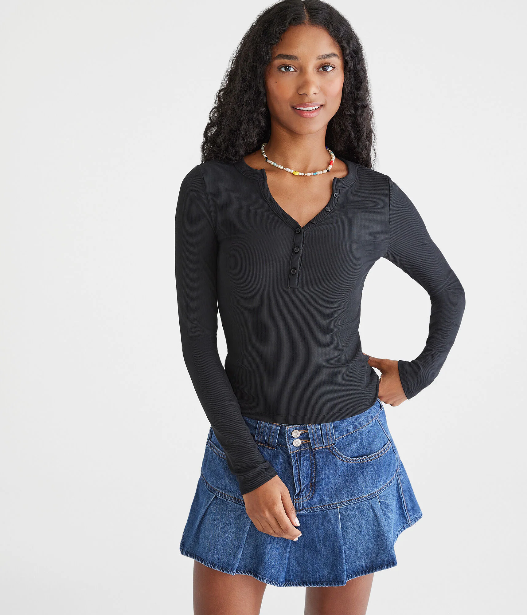 Image of Long Sleeve Buttery Soft V-Neck Henley