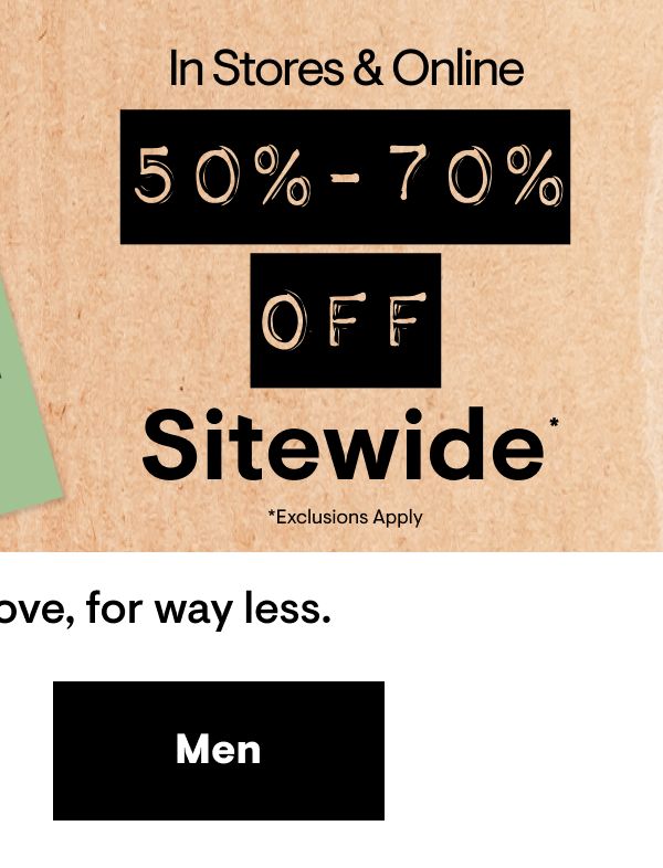 50-70% off Shop Men