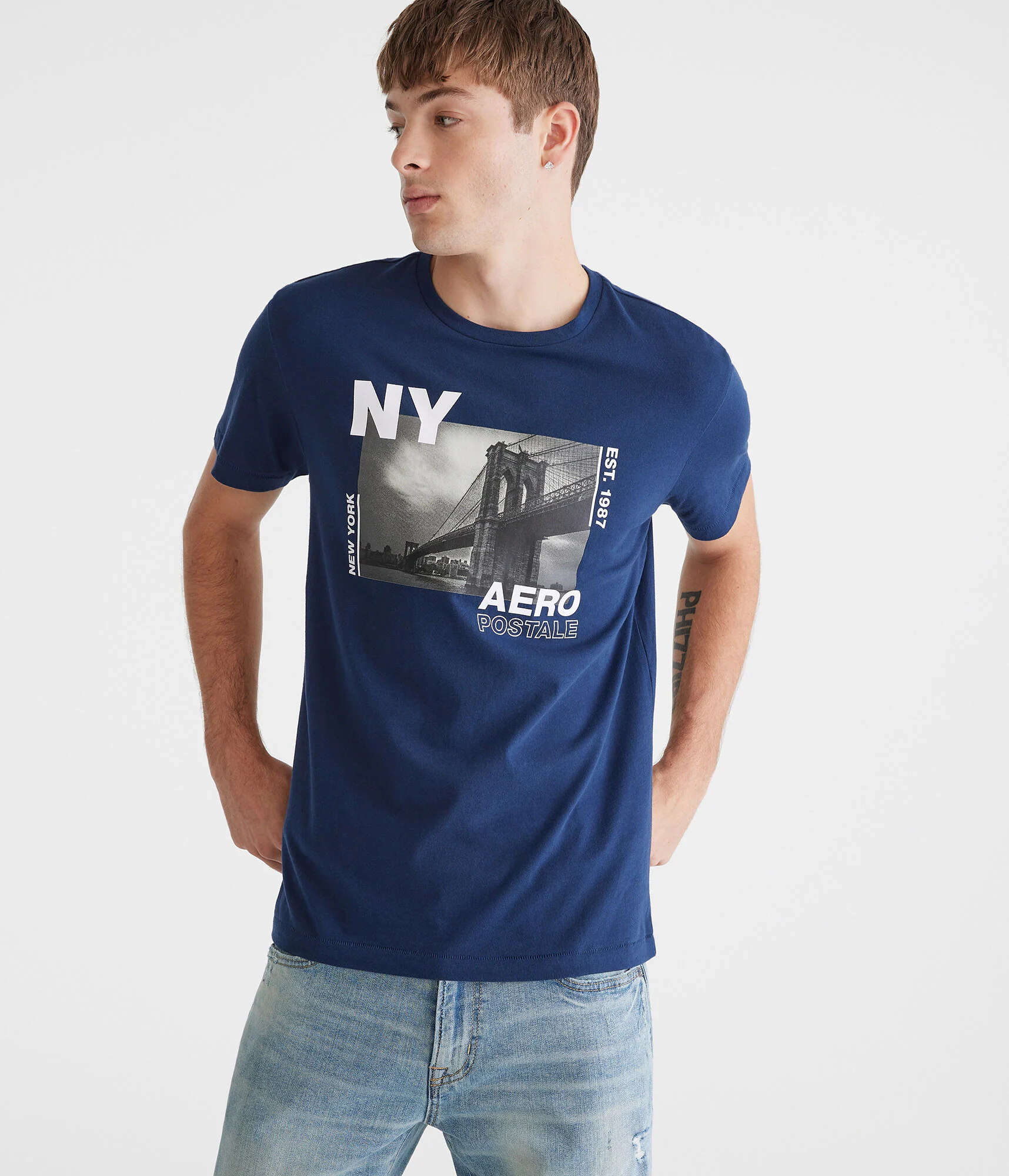 Image of Aeropostale NY Brooklyn Bridge Graphic Tee
