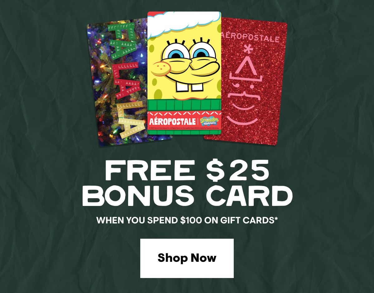 Free $25 Bonus Card with $100 Gift Card Purchase