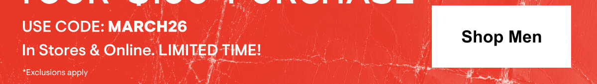 20% off $100 Shop Men 20% off $100 Shop Men