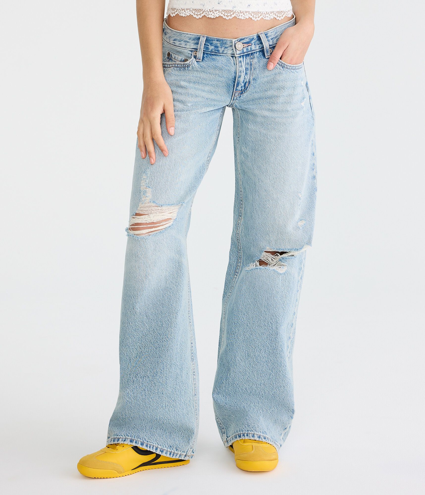 Image of Super Low-Rise Baggy Wide Leg Jean