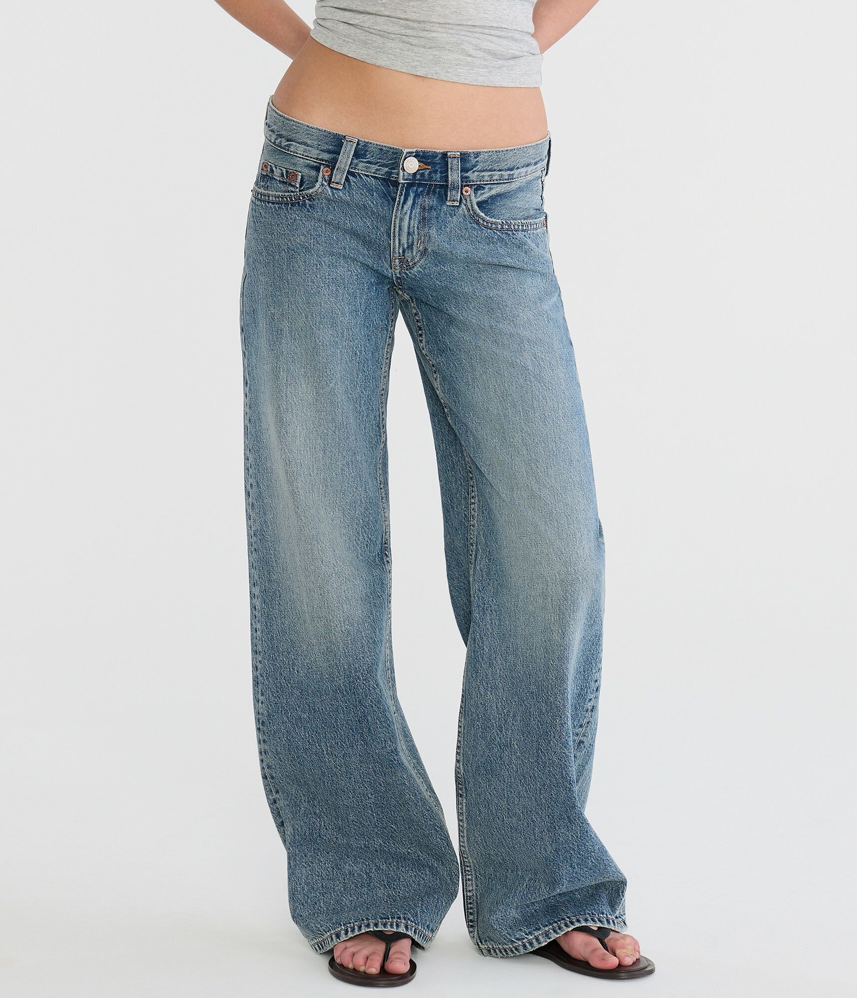 Image of Super Low-Rise Baggy Wide Leg Jean