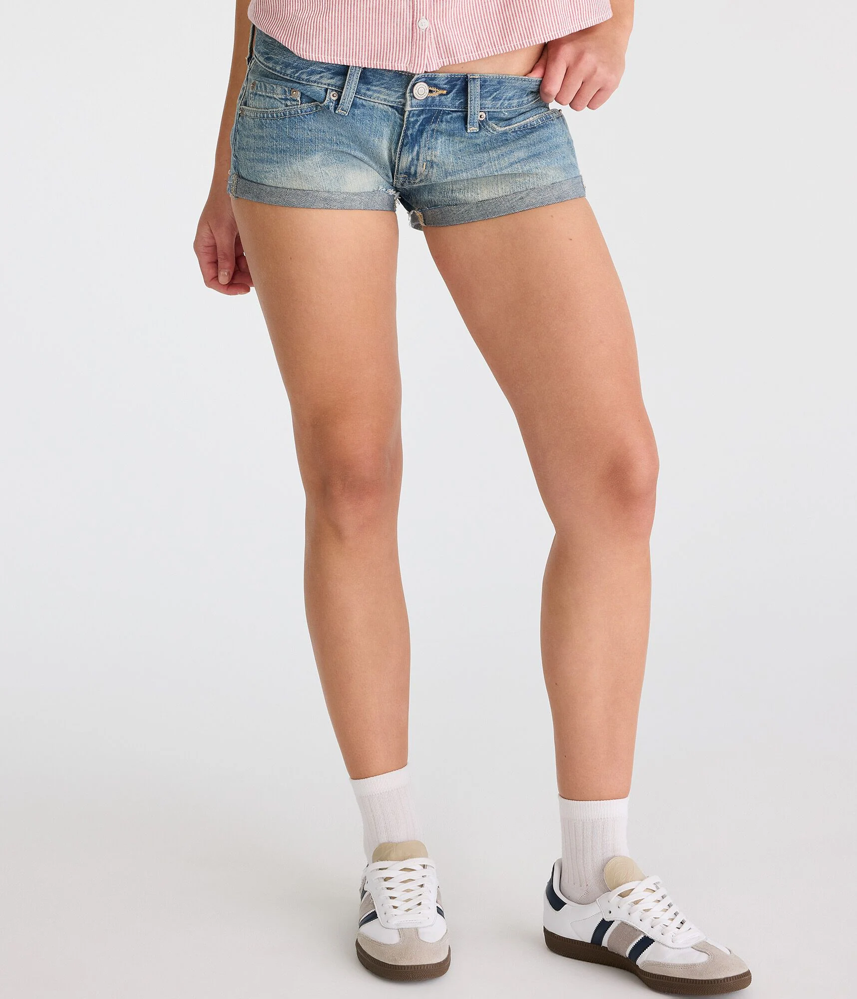 Image of Super Low-Rise Micro Denim Shorts