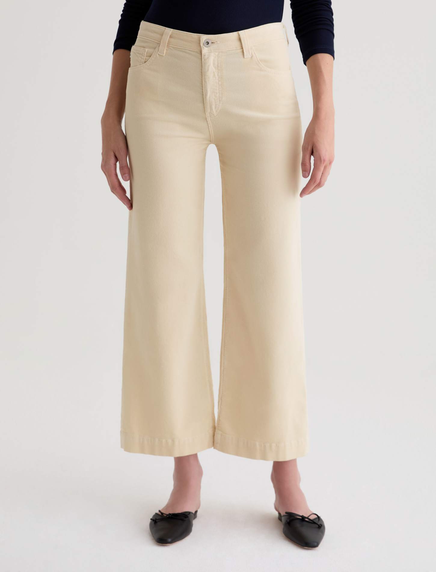 Saige Wide Leg Crop Corduroy in Opal Stone