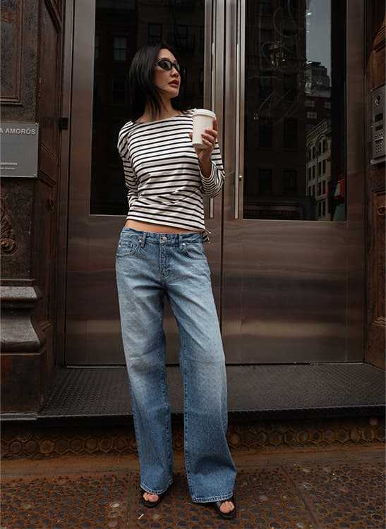 Annie Tee in Powder/Pacific Navy