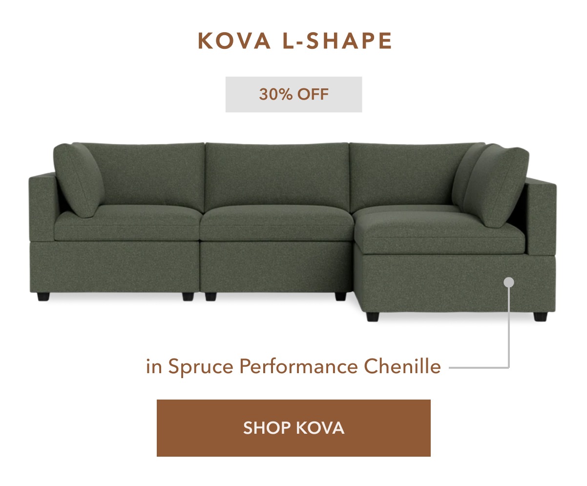 30% off. Kova L-Shape in Spruce Performance Chenille. Shop Kova