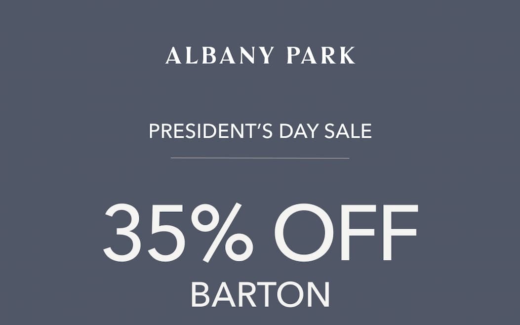 PRESIDENT’S DAY SALE 35% Off Barton