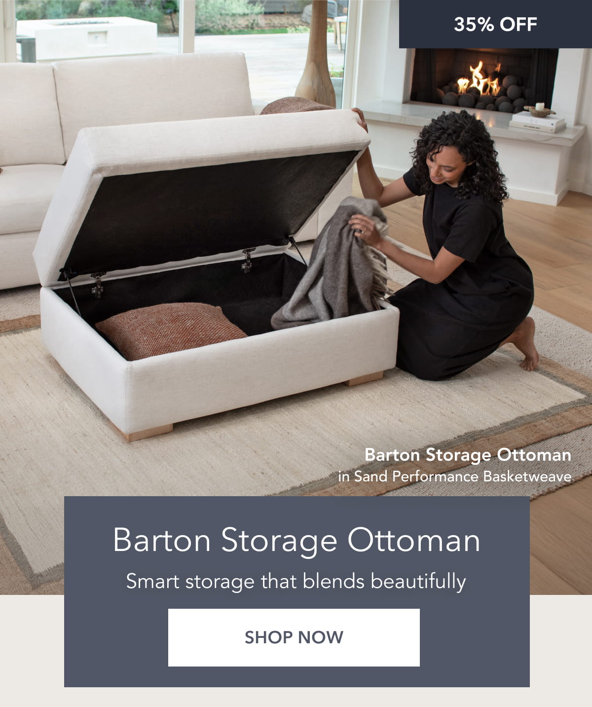 35% OFF Barton Storage Ottoman Smart storage that blends beautifully