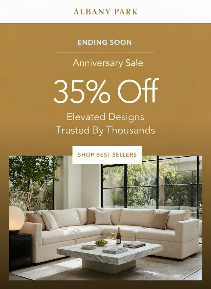 Albany Park Anniversary Sale: 35% off elevated designs. Shop best sellers.