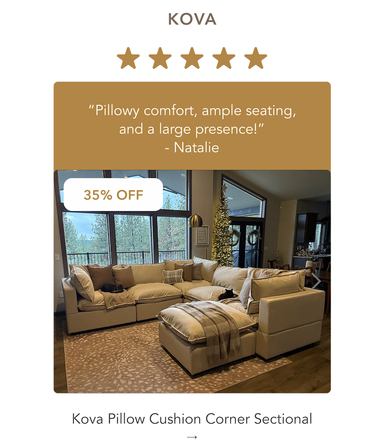 Kova Pillow Cushion Corner Sectional