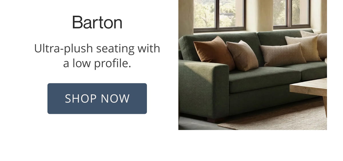 Barton | Ultra-plush seating with a low profile. Shop Now