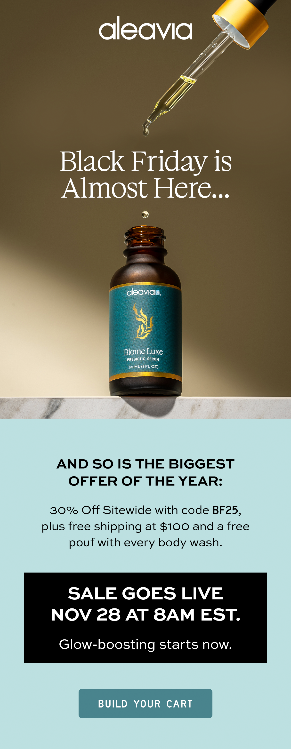 Aleavia Black Friday Sale and Biome Luxe Serum