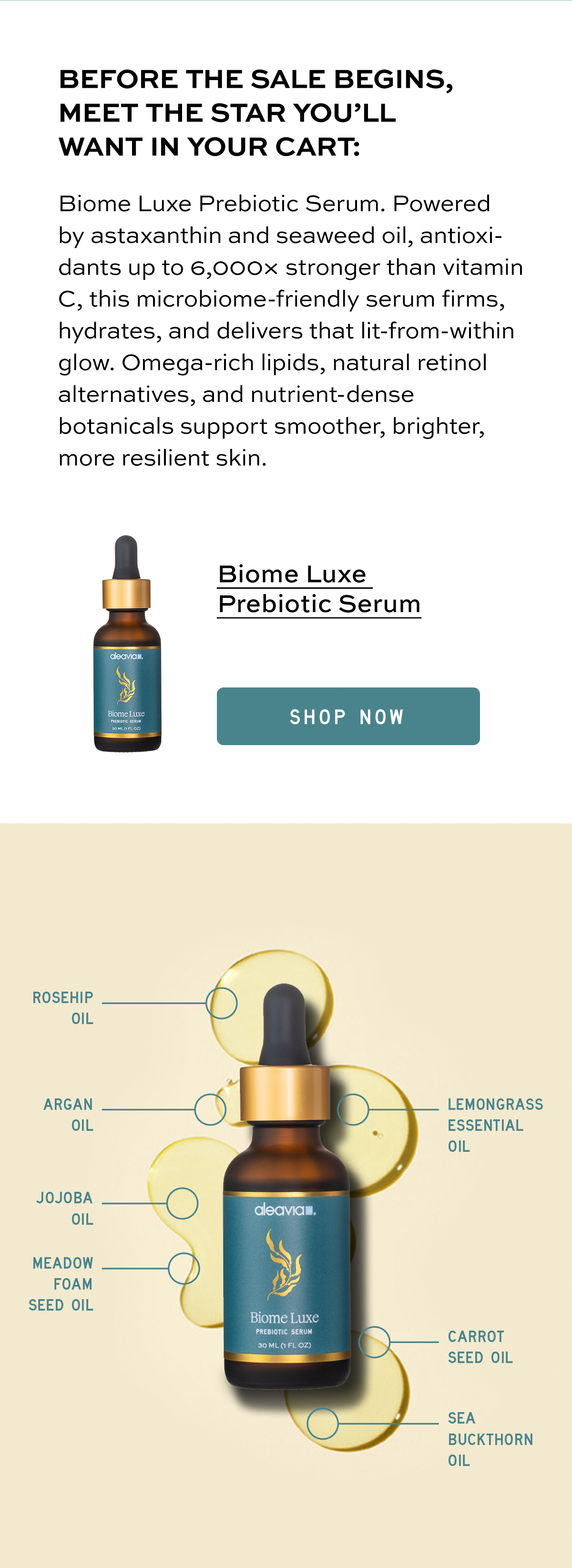 Aleavia Biome Luxe Prebiotic Serum