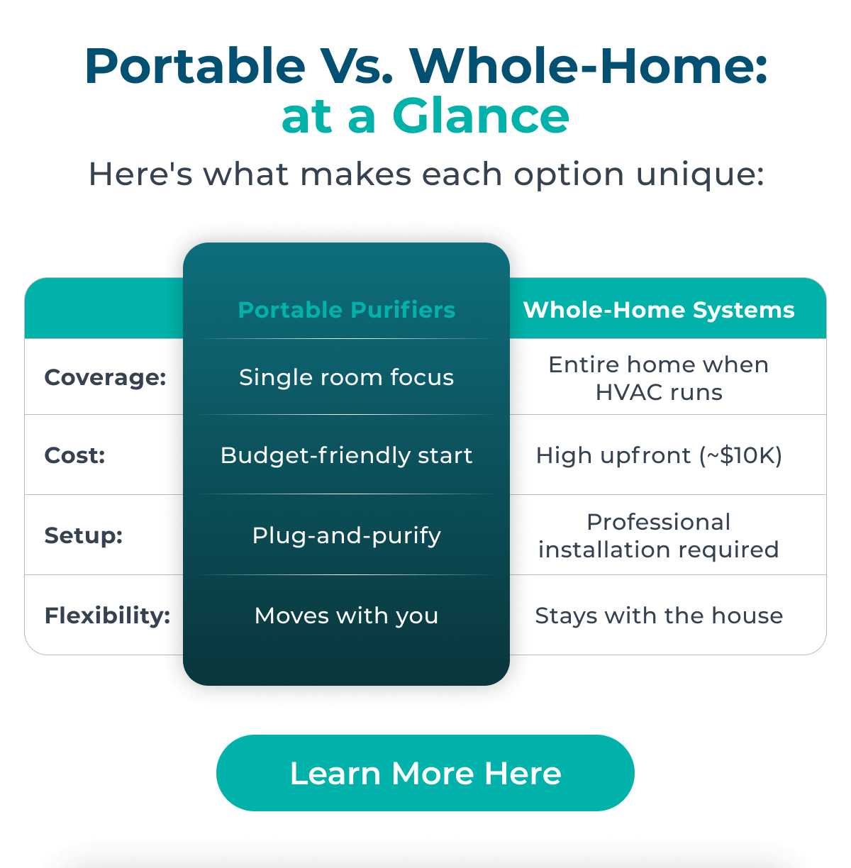 Portable Vs. Whole-Home: at a Glance