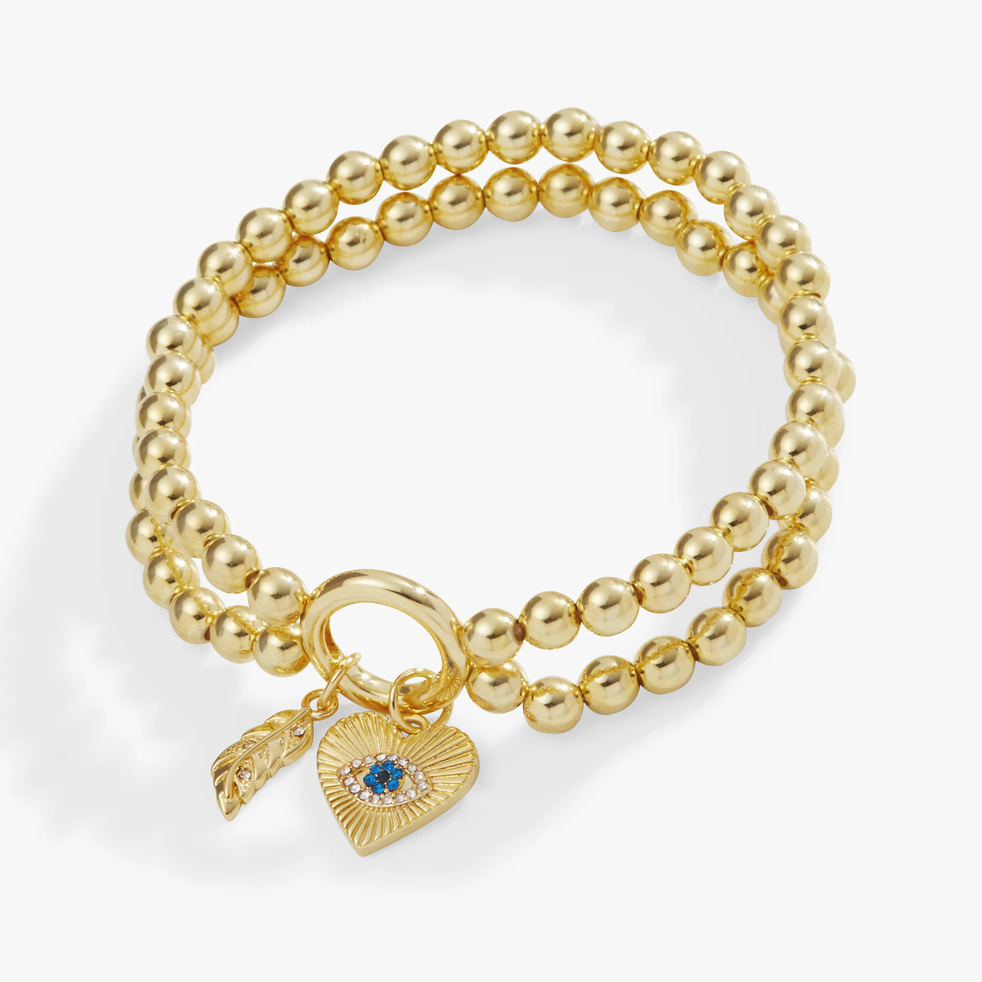 Image of Evil Eye + Feather Double Stretch Bracelet